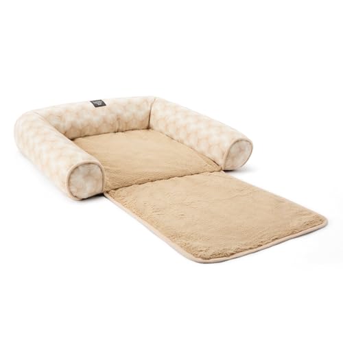 NICOLE MILLER NEW YORK PET KENDALL FLUTTED GEO COCOON COUCH PROTECTOR -TAUPE - Brand New