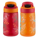 CONTIGO AUBREY KIDS WATER BOTTLE SILICONE STRAW LID 14 OZ 2 PACK ORANGE/CHERRY - Brand New