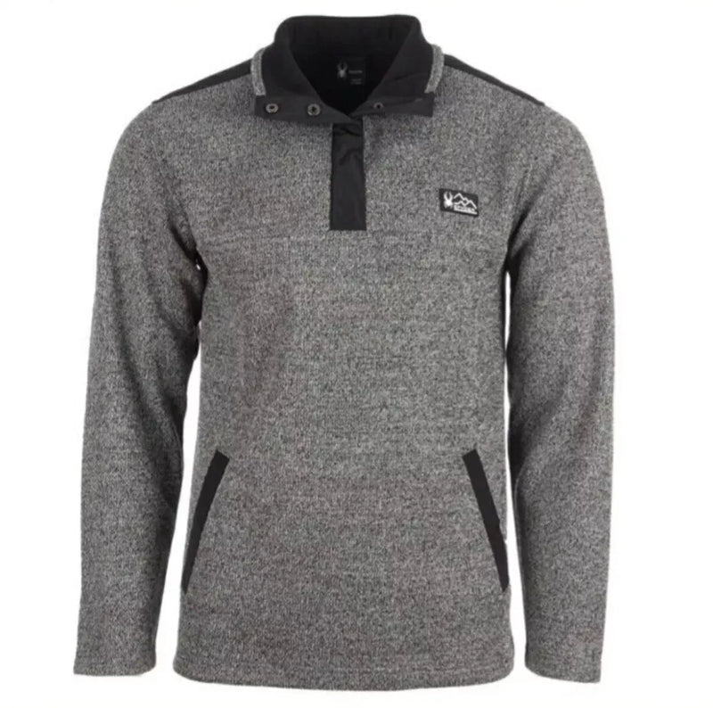 SPYDER MEN'S PULLOVER FLEECE HENLEY BASE LAYER SIZE CHARCOAL HEATHER, SMALL - Brand New