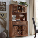 OKD 72" Farmhosue Bar Cabinet Sliding Barn Door Large Kitchen Buffet - Reclaimed - Like New