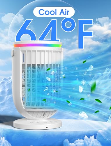JYEW Air Conditioners Fan 120° Rotating Function, Evaporative Mini Room, White - Like New