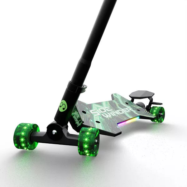 MELO SIDEWINDER KICK SCOOTER - GREEN: STEEL& Aluminum Frame, Lights Up - Like New
