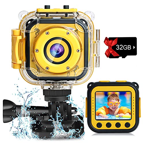 PROGRACE KIDS CAMERA WATERPROOF TOY CHILDREN DIGITAL ACTION CAMERA - YELLOW Like New