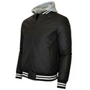 FORMAKER MEN'S HOODED VARSITY JACKET W/ DETACHABLE HOOD - SIZE 2XL - BLACK BLACK - Like New
