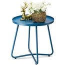 TeoKJ Outdoor Side Tables, Metal Outdoor End Table, Small Patio - Navy Blue - Brand New