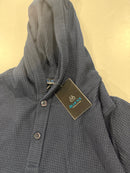 BLUE ICE WAFFLE KNIT HOODED SWEATER 2 BUTTONS ONE POCKET - SIZE: MEN XL - NAVY - Brand New