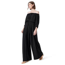 0246585 DEE OCLEPPO WOMEN VIOLET OFF THE SHOULDER 3/4 SLEEVE JUMPSUIT BLACK XL - Like New