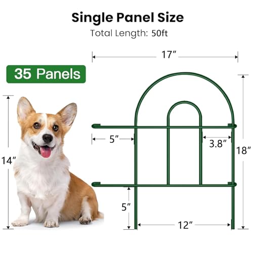 AMAGABELI Garden & Home 35Panels 18in(H)×50ft(L) Decorative Green Fences - Brand New