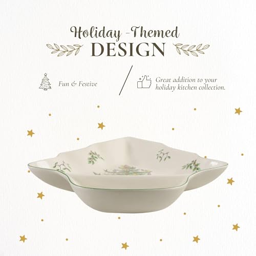 SPODE CHRISTMAS TREE CHIP DIP TREE-SHAPED DISH 14" PORCELAIN - 1697959 - GREEN - Like New