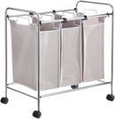 Amazon Basics 3-Bag Laundry Sorter with Removable Bags Metal Frame Gray - Brand New