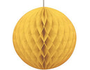 GENERIC 8IN/20CM HONEYCOMB PAPER BALL WITH RIBBONS - YELLOW - Like New