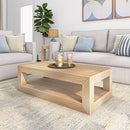 PLANK+BEAM MODERN RECTANGULAR COFFEE TABLE WITH SHELF (2700517000-150 - BLONDE) - Like New