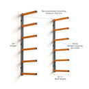 Bora Wood Organizer and Lumber Storage Metal Rack 6-Level Wall Mount - Orange - Like New