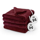 SUNBEAM ELECTRIC ROYAL LUXE MICROPLUSH HEATED BLANKET QUEEN - DARK CHERRY - Like New