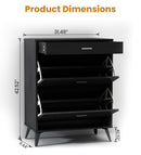 AWQM SHOE CABINET, IMPROVED FREE STANDING SHOE STORAGE CABINET - BLACK - Like New