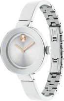 Movado Women's BOLD Bangles Stainless Steel Watch - Silver/Gold/Pink Like New