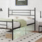 NOVILLA QUEEN SIZE BED FRAME HEADBOARD FOOTBOARD 14" METAL PLATFORM - DARK BLACK - Like New