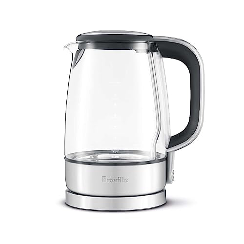 BREVILLE CRYSTAL CLEAR ELECTRIC KETTLE GLASS PROGRAMMABLE BKE595XL - SILVER - Like New