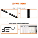 YOHSUGO CURTAIN RODS 28-54" 1" HEAVY SPLICING ROD WITH BRACKET - BLACK - Like New