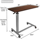 Vaunn Adjustable Overbed Bedside Table With Wheels - Walnut Brown - Like New