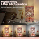 TOBUSA Crystal Cordless Rechargeable 6000mAh Table Lamp Bedside - Rose Gold - Like New