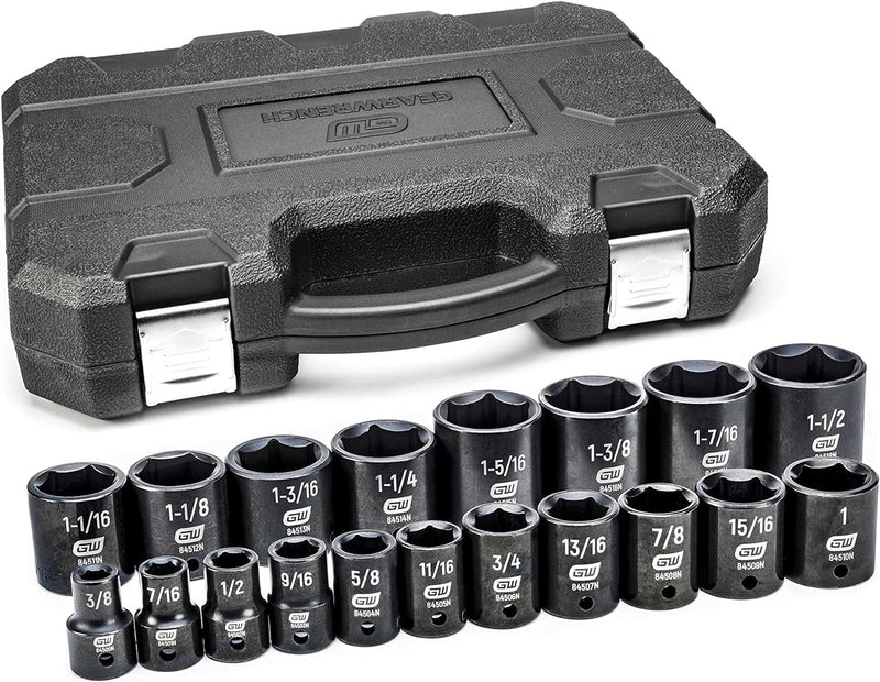 GEARWRENCH 19 Pc. 1/2" Drive 6 Pt. Standard Impact Socket - SAE - 84932N - Black - Like New