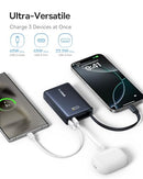 BASEUS POWER BANK, PICOGO 10000MAH 45W 3-OUTPUT CHARGER BUILT-IN CABLE - BLACK - Like New