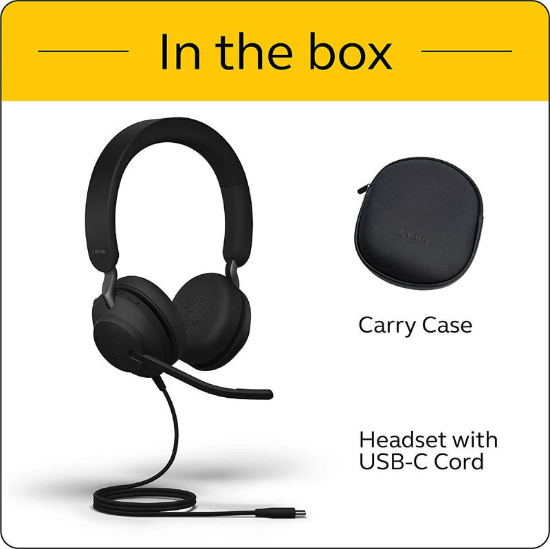 Jabra Evolve2 40 USB-C MS Teams Stereo Headset 24089-999-899 - Black - Brand New