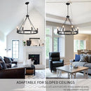 LASENCHOO CHANDELIER FOR DINING ROOM, 8-LIGHT HANGING FIXTURE - BLACK - Like New