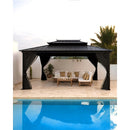 GARVEE HARDTOP GAZEBO 12X16 FT FOR ALL WEATHER DOUBLE METAL ROOF NET - DARK GRAY - Brand New