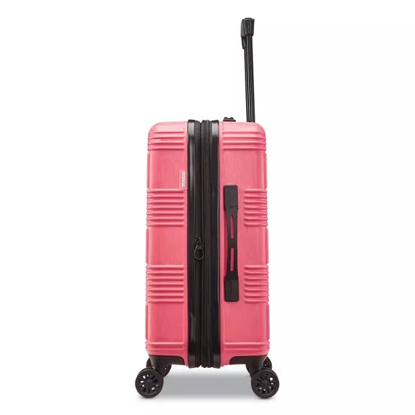 AMERICAN TOURISTER NXT CHECKERED HARDSIDE CARRY ON SPINNER 22 - FLAMINGO PINK - Like New