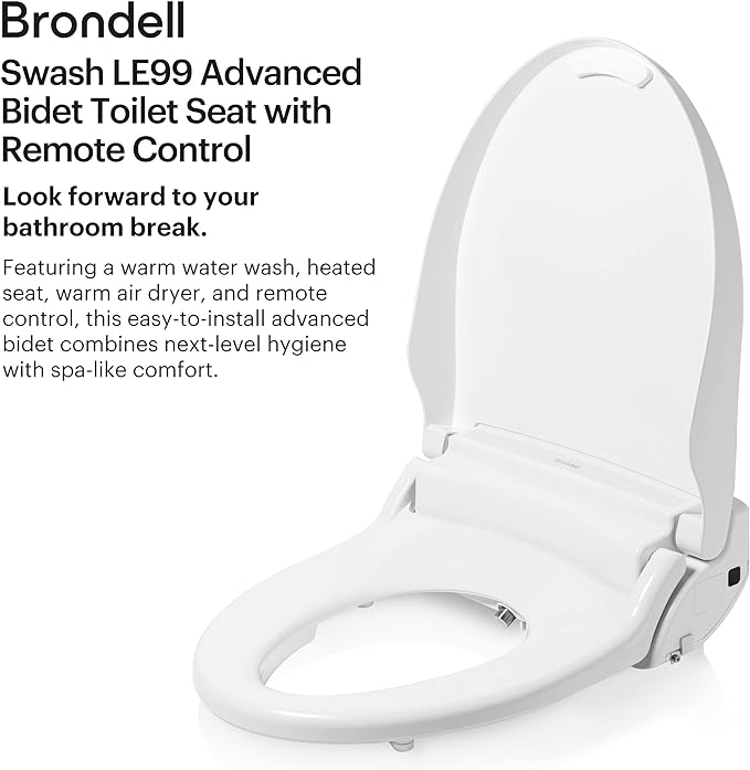 Brondell Swash Electronic Bidet Seat Fits Elongated Toilets LE99-EW - White Like New