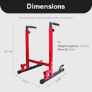 BalanceFrom Multi-Function Dip Stand Dip Station Dip Bar Structure Design  RED - Brand New