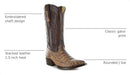 Soto Boots Men's Gator Print Leather Cowboy Boots Round Toe Western - Brown - Brand New