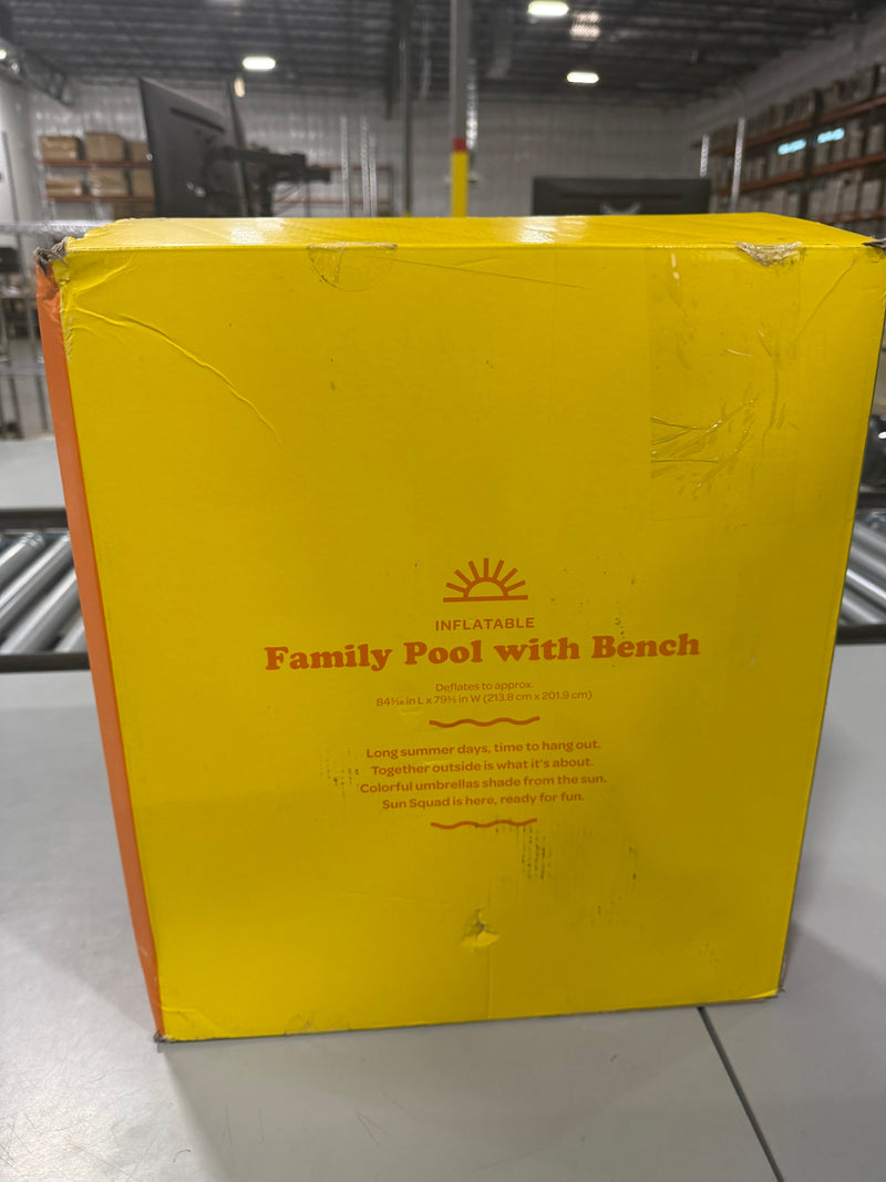 SUN SQUAD FAMILY POOL WITH BENCH 140 GALLON OVAL KIDDIE POOL PVC LINER, AGES 6+ - Like New