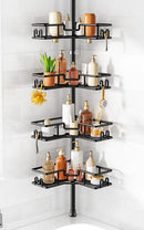 HAMITOR SHOWER CADDY TENSION POLE 4-TIER ADJUSTABLE CORNER SCT-10 - BLACK - Like New