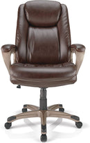 Realspace Treswell Bonded Leather Executive Chair 7377876 Brown/Champagne Like New