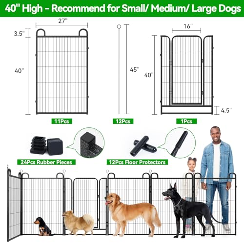 KFVIGOHO DOG PLAYPEN OUTDOOR 12 PANELS FENCE HEAVY DUTY MESH - BLACK - Like New
