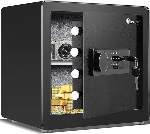 Kavey 1.6 Cub Safe Box Backlit Touch Screen Keypad Dual Alarm System - Black - Like New