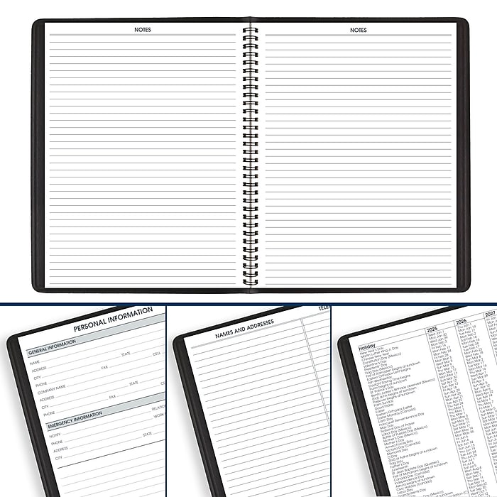 AT-A-GLANCE 7" X 8.75" ACADEMIC YEAR WEEKLY APPOINTMENT FAUX LEATHER - BLACK - Like New