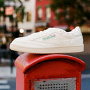 71733 Reebok Club C 85 Vintage Tennis Sneakers, Chalk/Alabaster/Glen Green, 6 - Like New