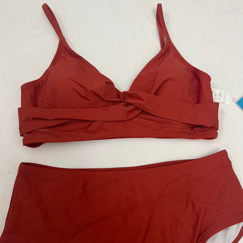 CUPSHE WOMEN'S BIKINIS-AND-TANKINI-SETS - SIZE: M - BROWN/ORANGE - Brand New