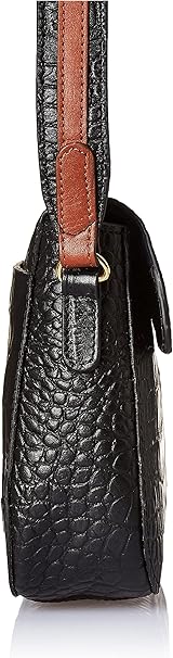 ISLE LOCADA BY HIDESIGN WOMEN'S TRAVEL LEATHER CROSSBODY HANDBAG - BLACK CROC - Brand New