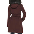 352SW478 COLE HAAN WOMEN'S HOODED COAT SLICK WOOL RETAIL SIZE 8 - BORDEAUX - Brand New
