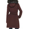 352SW478 COLE HAAN WOMEN'S HOODED COAT SLICK WOOL RETAIL SIZE 8 - BORDEAUX - Brand New