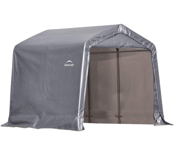 SHELTERLOGIC 8' X 8' X 8' SHED-IN-A-BOX ALL SEASON STEEL METAL PEAK ROOF - GRAY - Like New