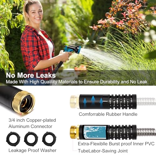 RUANECL Volume Metal Garden Hose 100 FT Stainless Steel Hose No Kink Tangle - Brand New