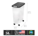 IRIS Airtight Dog Food Storage Container Up to 38 lbs Attachable Wheels - Black - Brand New
