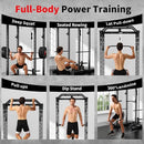 JEEKEE POWER RACK WITH LAT PULLDOWN 2000LBS POWER CAGE MULTI FUNCTION - BLACK - Like New