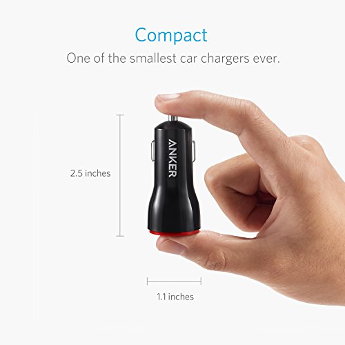 ANKER CAR CHARGER ADAPTER, 24W DUAL USB CAR PHONE CHARGER - BLACK/RED - Like New